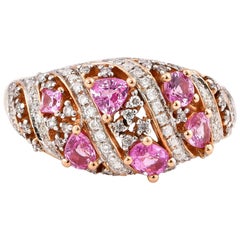 1,02 Karat rosa Saphir-Ring aus 18 Karat Roségold mit Diamanten