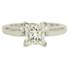 1.02 Carat Princess Cut Diamond Platinum Solitaire Engagement Ring