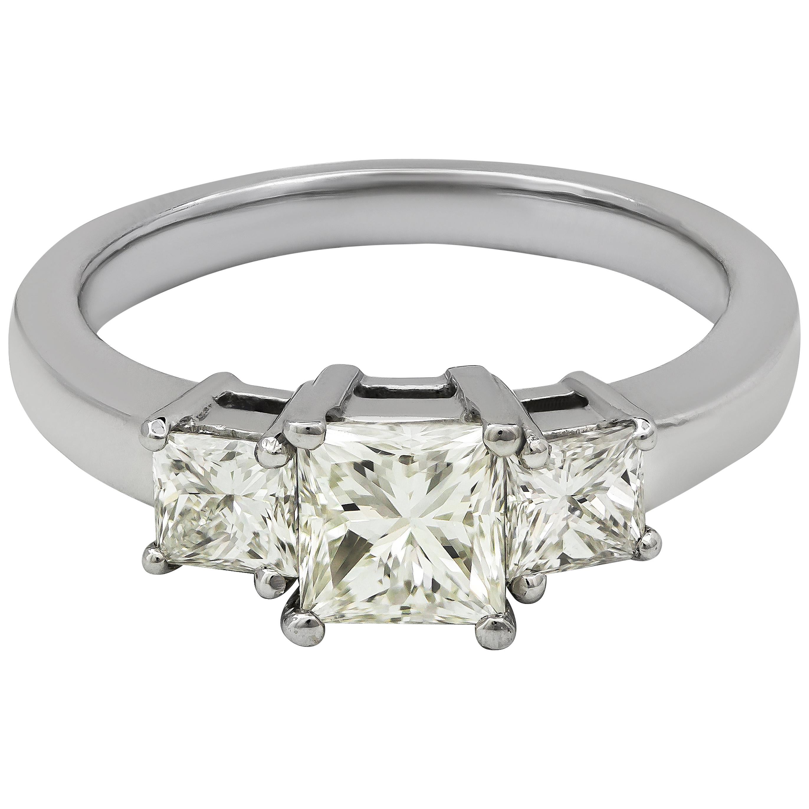 1.02 Carat Princess Cut Diamond Three-Stone Engagement Ring