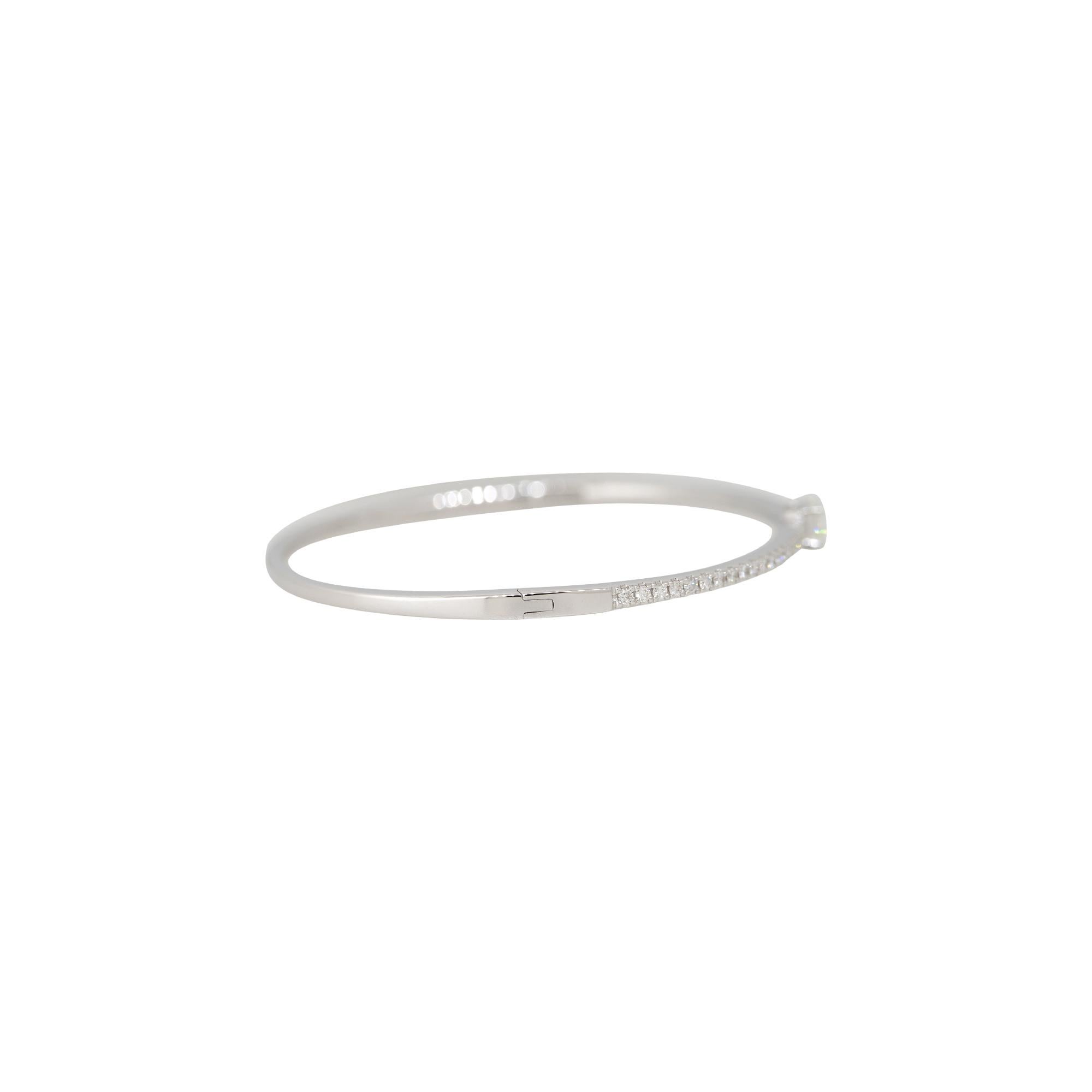 Modern 1.02 Carat Radiant Cut Diamond Pave Bangle Bracelet 18 Karat In Stock For Sale