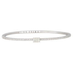 1.02 Carat Radiant Cut Diamond Pave Bangle Bracelet 18 Karat In Stock