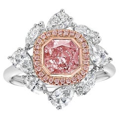 1.02 Carat Radiant Statement Fancy pink Colour-Collector’s  Diamond Ring