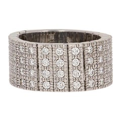 1.02 Carat Round Brilliant Diamond Band Ring, 18 Karat White Gold Articulates