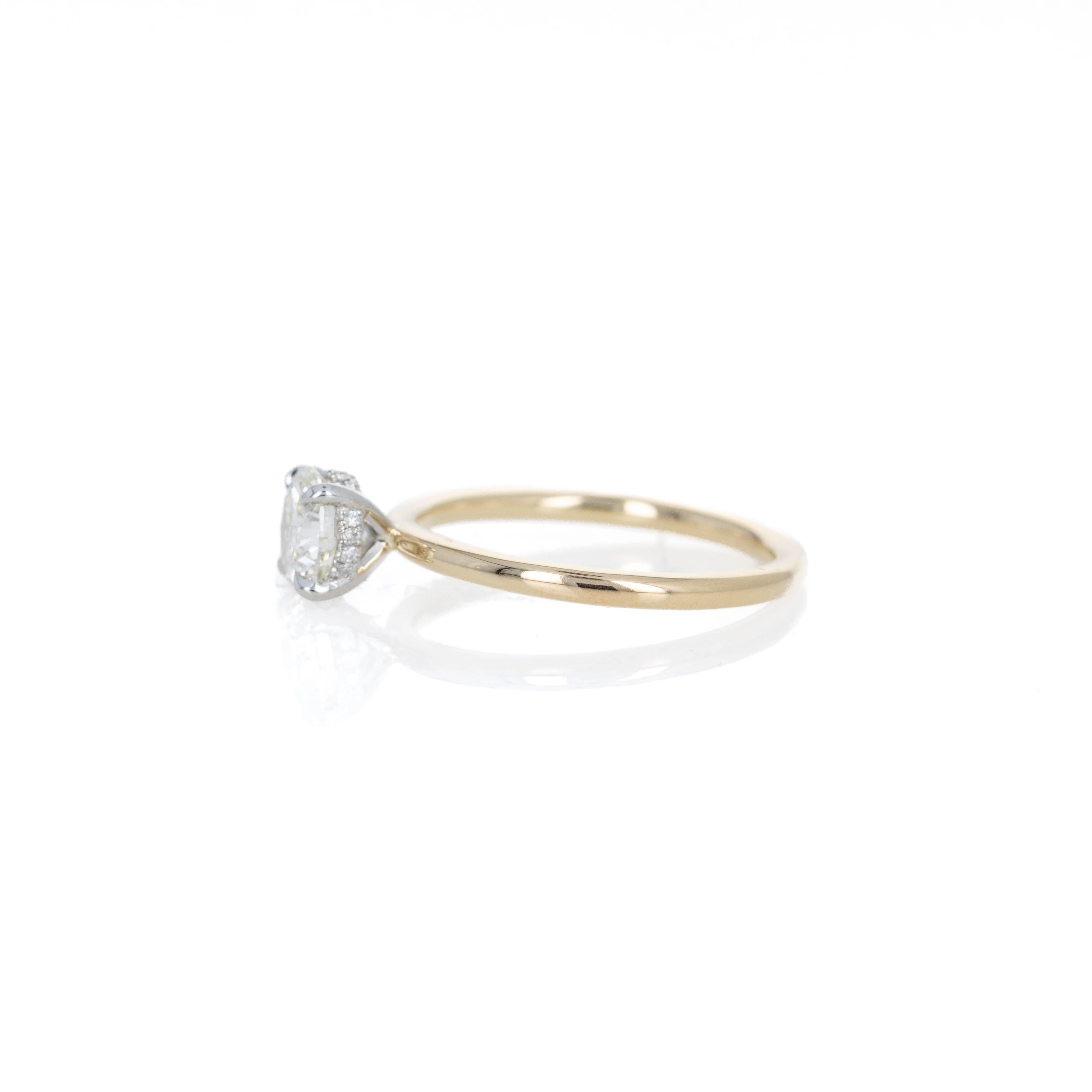 Anillo de compromiso halo oculto con diamante brillante redondo de 1,02 quilates en Nuevo estado para la venta en Cape May, NJ