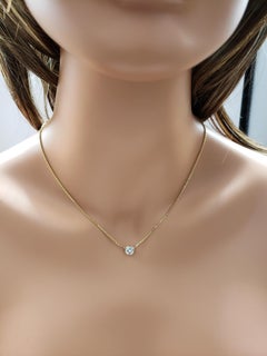 1.02 Carat Round Cut Diamond Bezel Solitaire Pendant Necklace