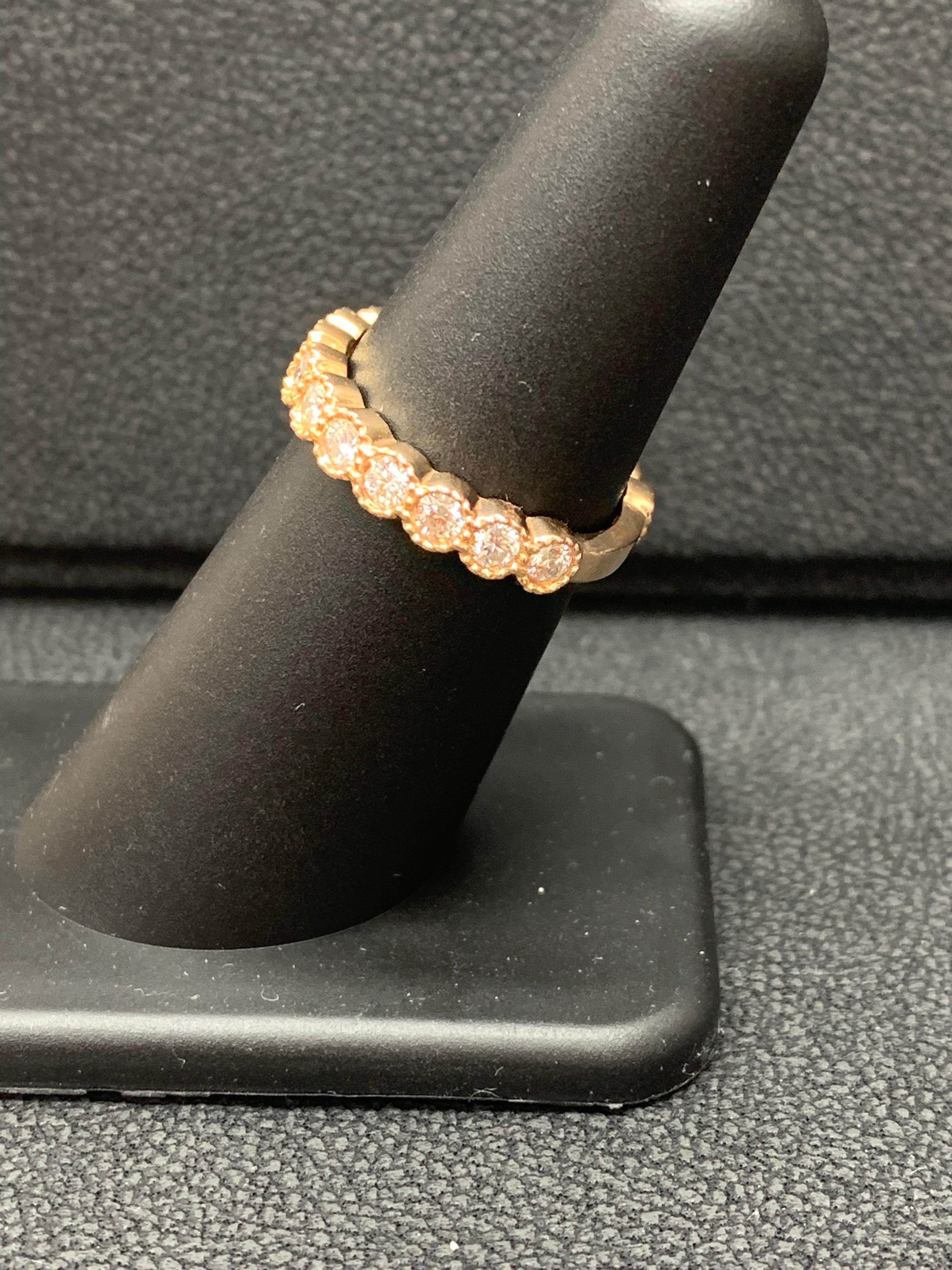 Taille ronde Alliance en or rose 14 carats avec diamants ronds de 1,02 carat en vente