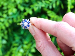 1.02 Carat Sapphire 0.25 Carat Diamond 18k Yellow Gold Floral Ring Circa 1945