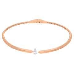 1.02 Carat Solitaire Pear Diamond Choker Necklace 14 Karat Rose Gold Jewelry