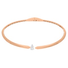 1,02 Karat Solitär Birnenschliff Diamant Choker Halskette 14 Karat Roségold Schmuck