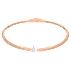 1.02 Carat Solitaire Pear Diamond Choker Necklace 14 Karat Rose Gold Jewelry