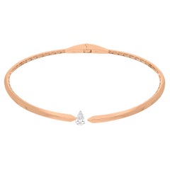 1.02 Carat Solitaire Pear Diamond Choker Necklace 18 Karat Rose Gold Jewelry