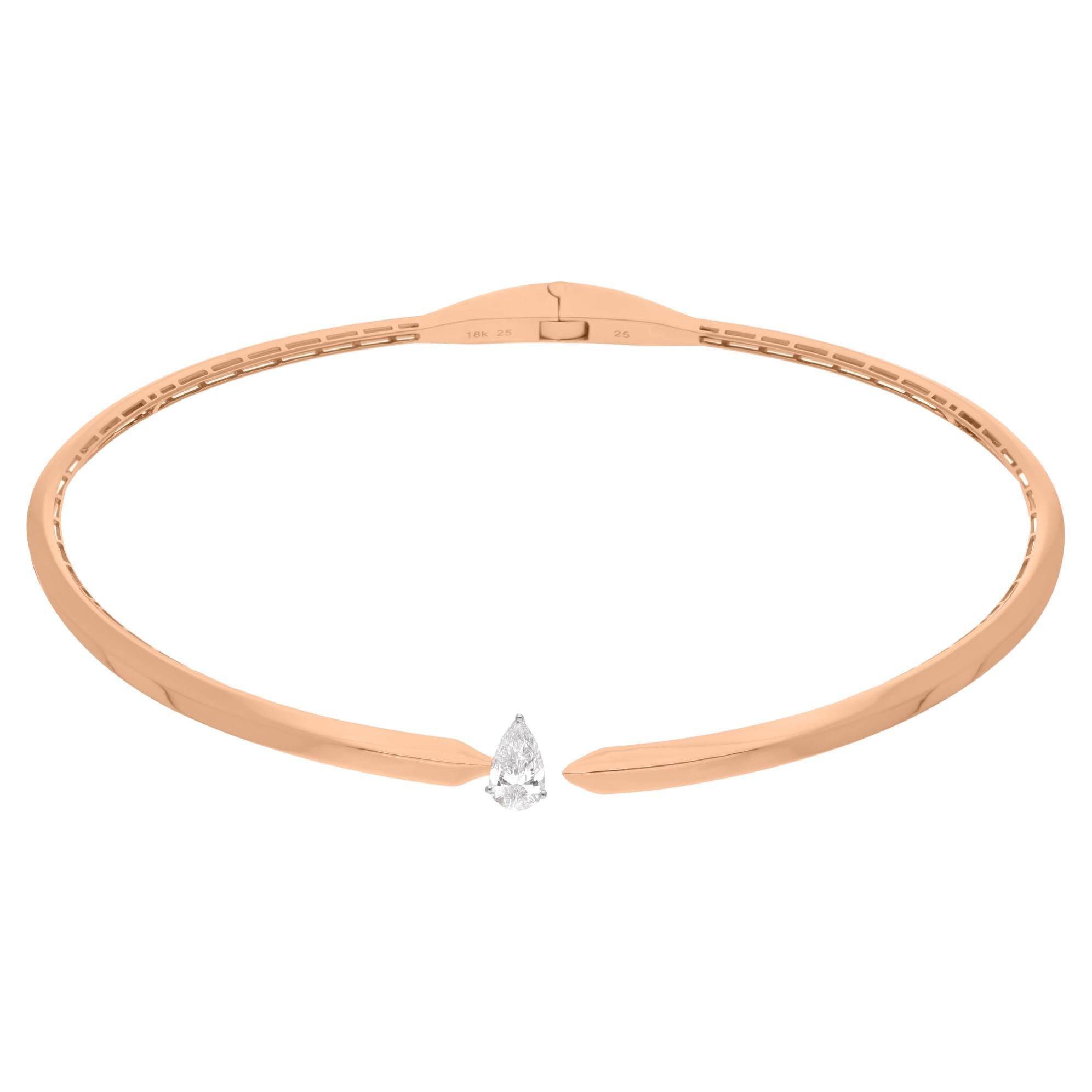 1,02 Karat Solitär Birnenschliff Diamant Choker Halskette 18 Karat Roségold Schmuck