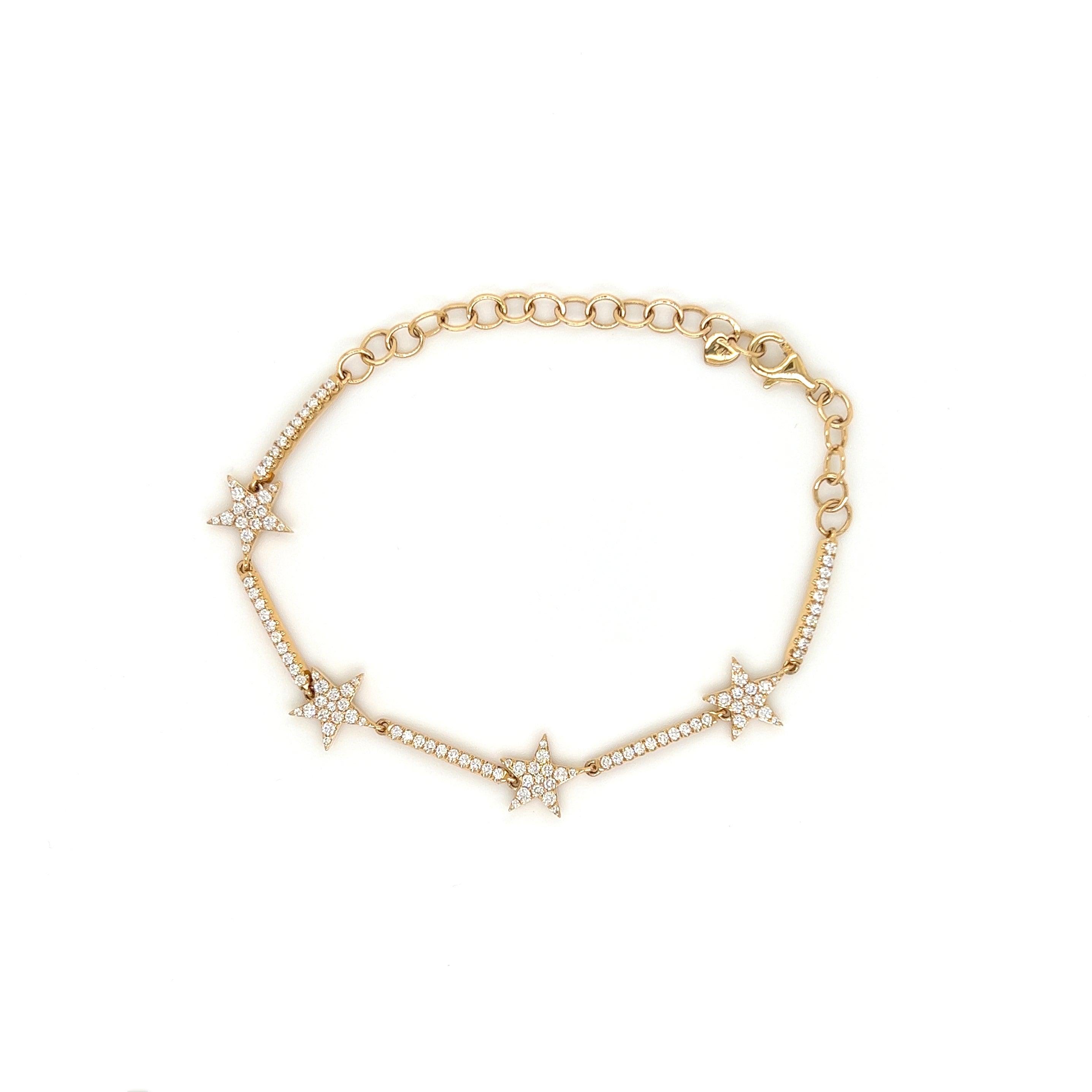 1.02CT Star Diamond Bracelet set in 14K Yellow Gold In New Condition For Sale In New York, NY
