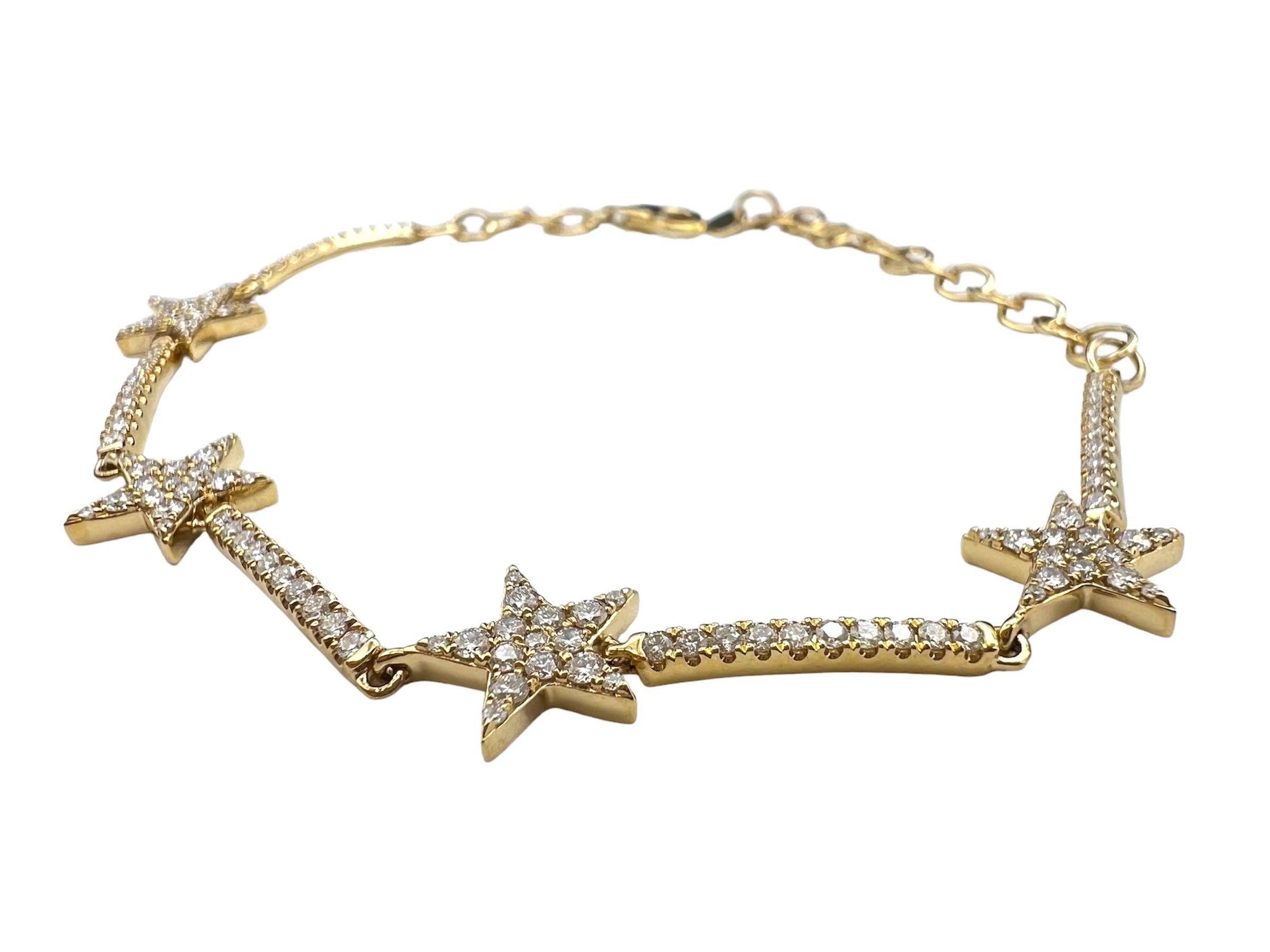 1,02CT Stern-Diamant-Armband aus 14 Karat Gelbgold für Damen oder Herren im Angebot