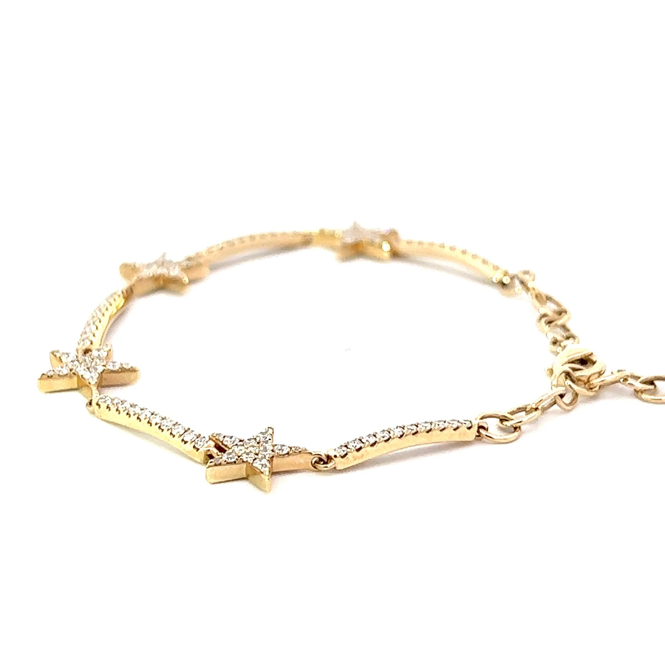 1.02CT Star Diamond Bracelet set in 14K Yellow Gold For Sale 1
