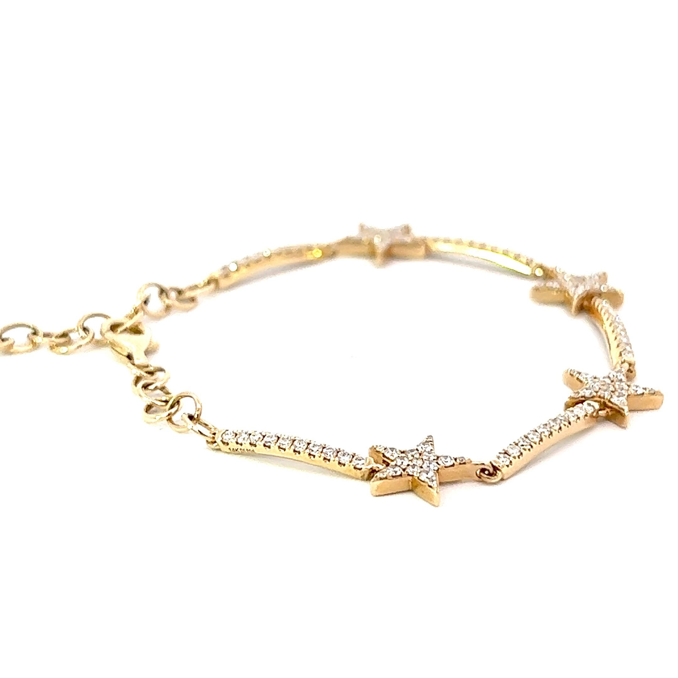 1.02CT Star Diamond Bracelet set in 14K Yellow Gold For Sale 2