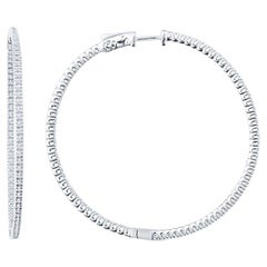 1.02 Carat Total Weight 14K White Gold Endless Diamond Hoop Earrings