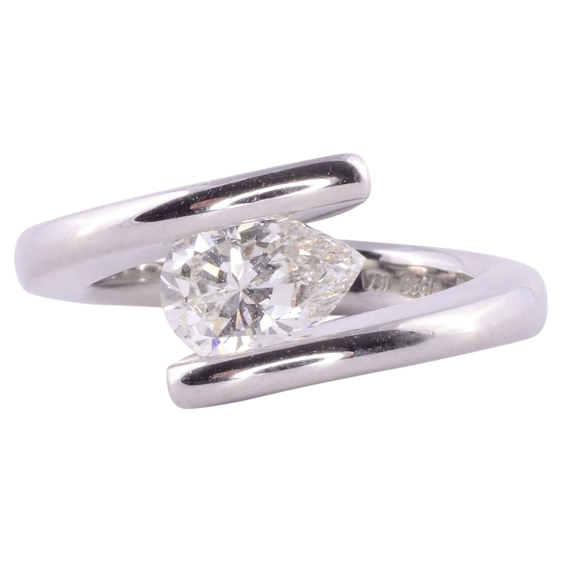 1.02 Carat VS2 Floating Pear Diamond Engagement Ring