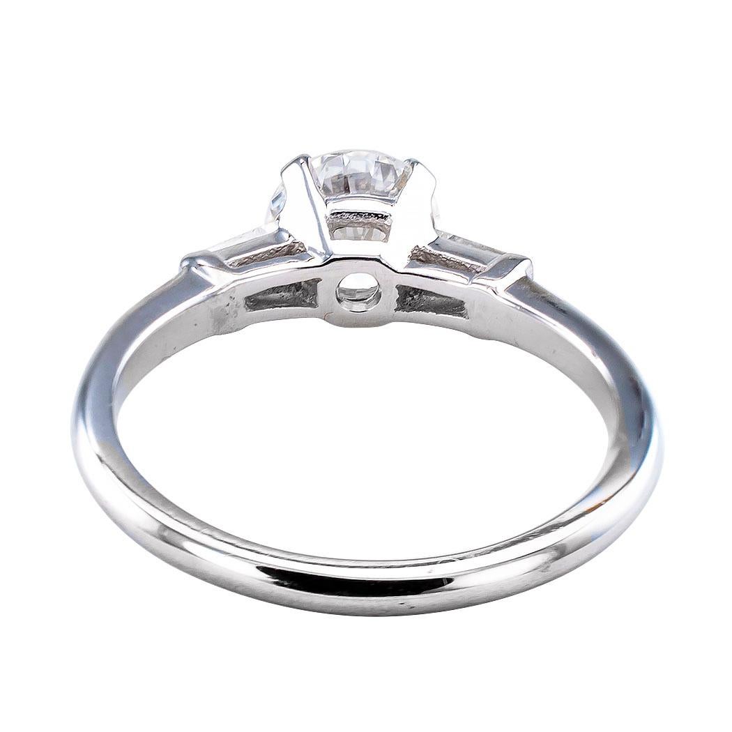 Contemporary Round 1.02 Carat E Color Diamond White Gold Engagement Ring