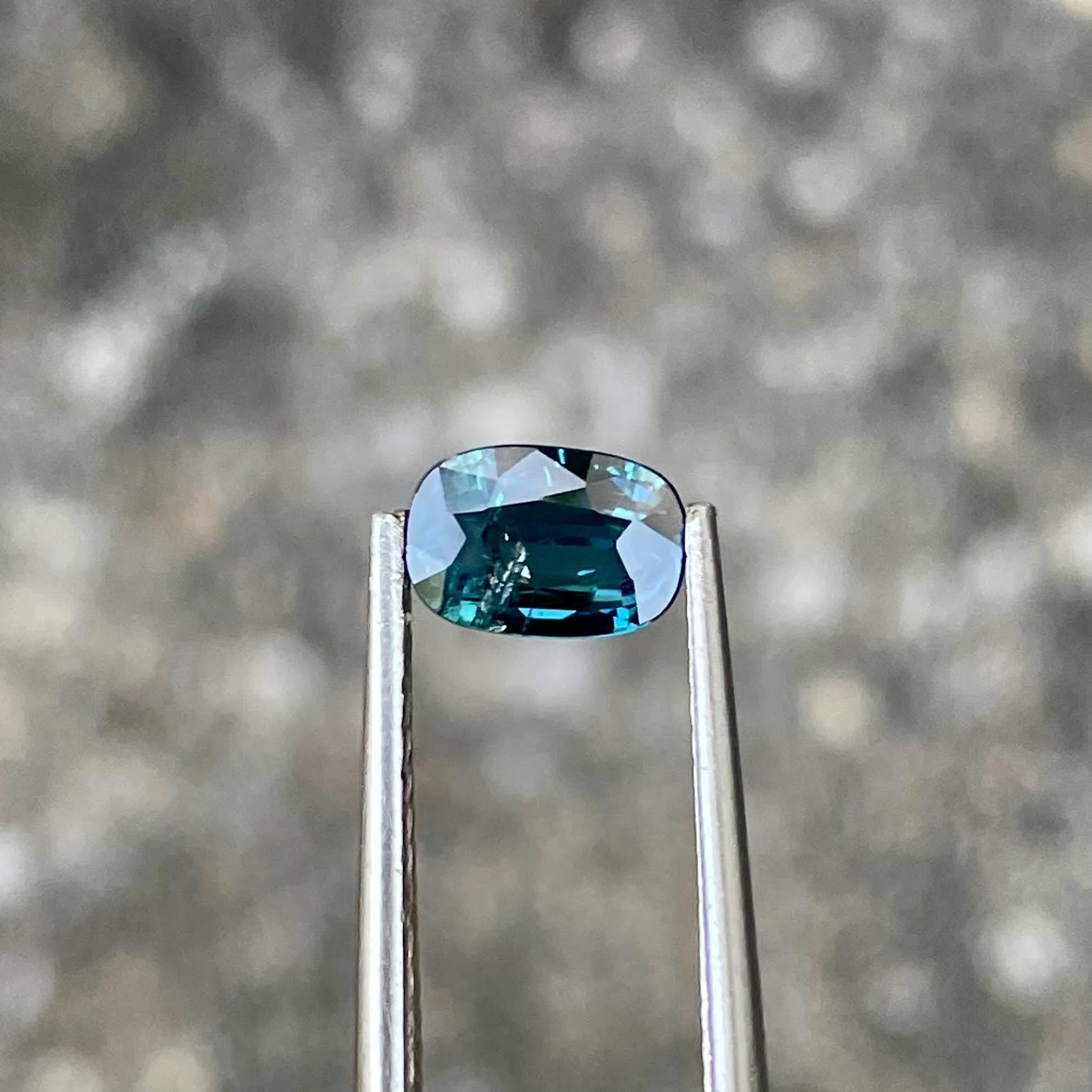 Modern 1.02 Carats Teal Blue Sapphire Stone Cushion Cut Madagascar's Gemstone