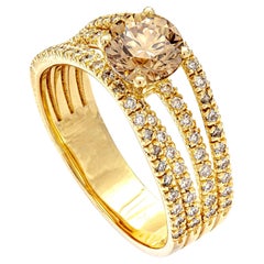 1.02 ct Natural Fancy Intense Yellow Brown Diamond Ring