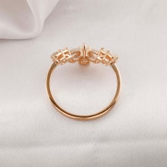 1,02 Ct. Bague poire naturelle diamant Chevron or rose 18K Bijoux fins