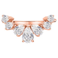 1,02 Ct. Bague poire naturelle diamant Chevron or rose 18K Bijoux fins