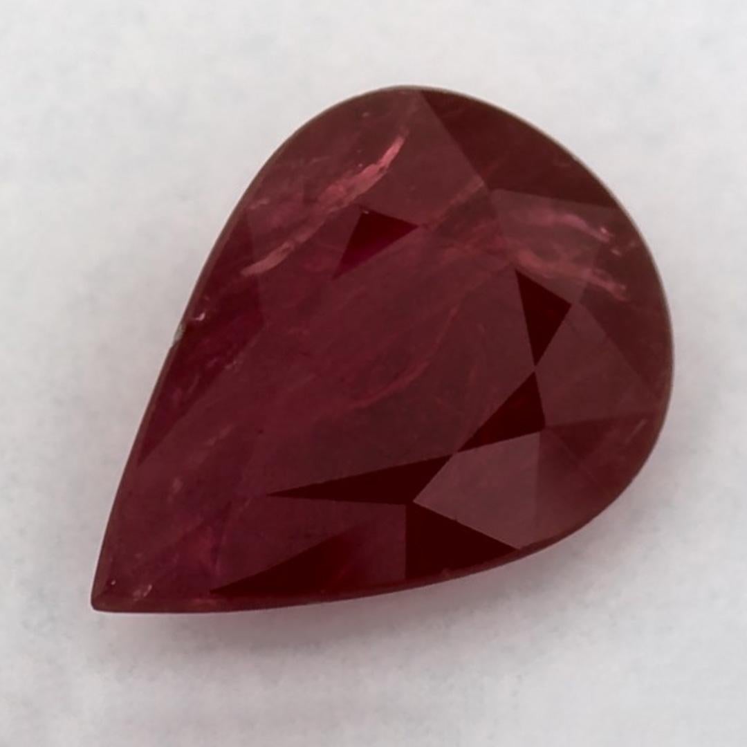 Pear Cut 1.02 Ct Ruby Pear Loose Gemstone For Sale