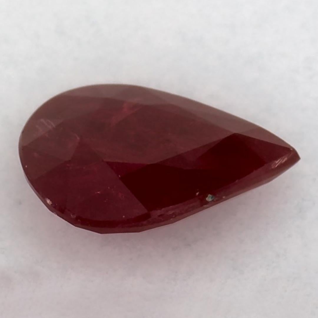 1.02 Ct Ruby Pear Loose Gemstone In New Condition For Sale In Fort Lee, NJ