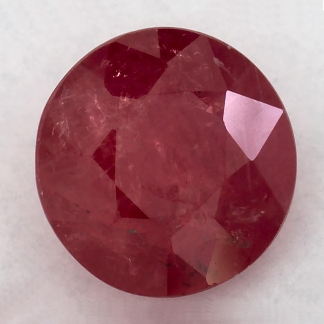 Taille ronde 1.02 Ct Ruby Round Loose Gemstone (pierre précieuse en vrac)