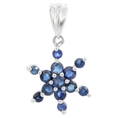 1.02 Ct Star Shape Blue Sapphire Pendant Necklace in 14K White Gold 