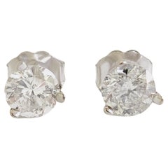 1.02 Cttw Carat Natural Diamond Round Studs White Gold 14 Karat