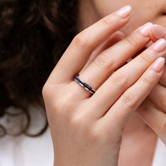 1.02 CTW Channel Set Eternity Sapphire Wedding Ring in 14K Solid Gold