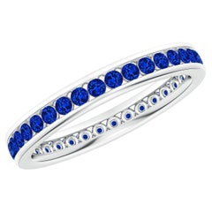 1.02 CTW Channel Set Eternity Sapphire Wedding Ring in 14K Solid Gold
