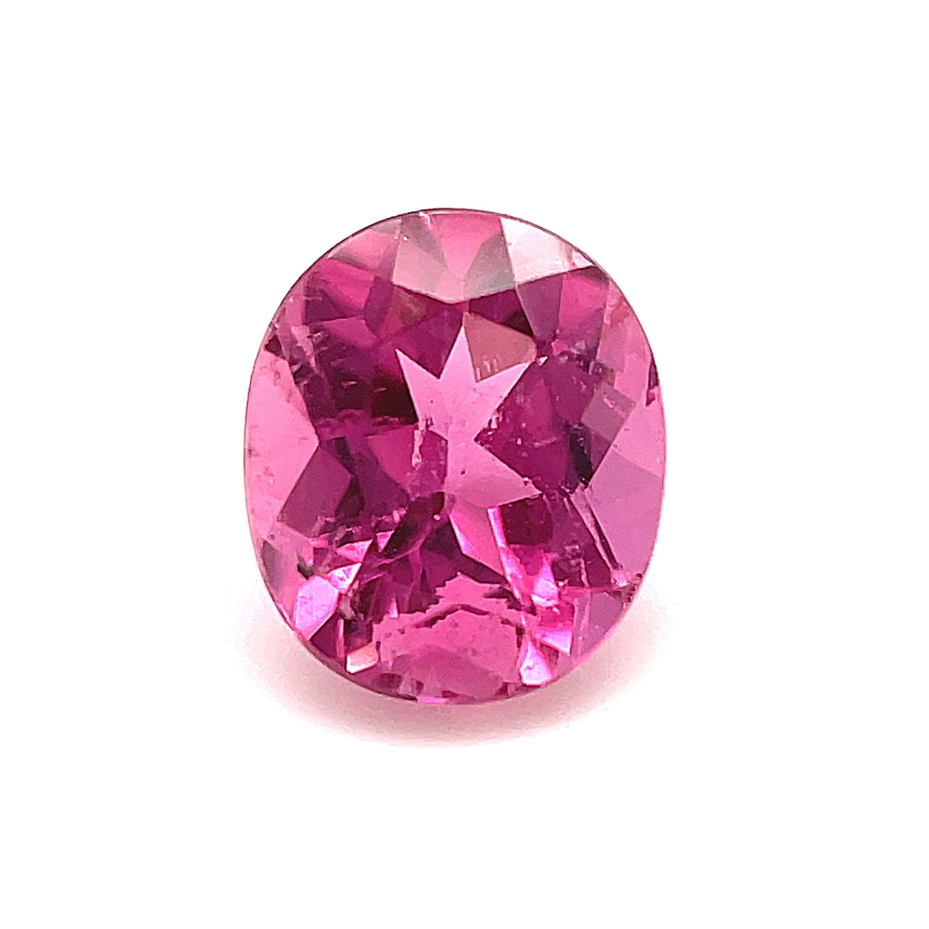 1.02 Oval Unset Unmounted Loose Pink Tourmaline Gemstone For Sale 1