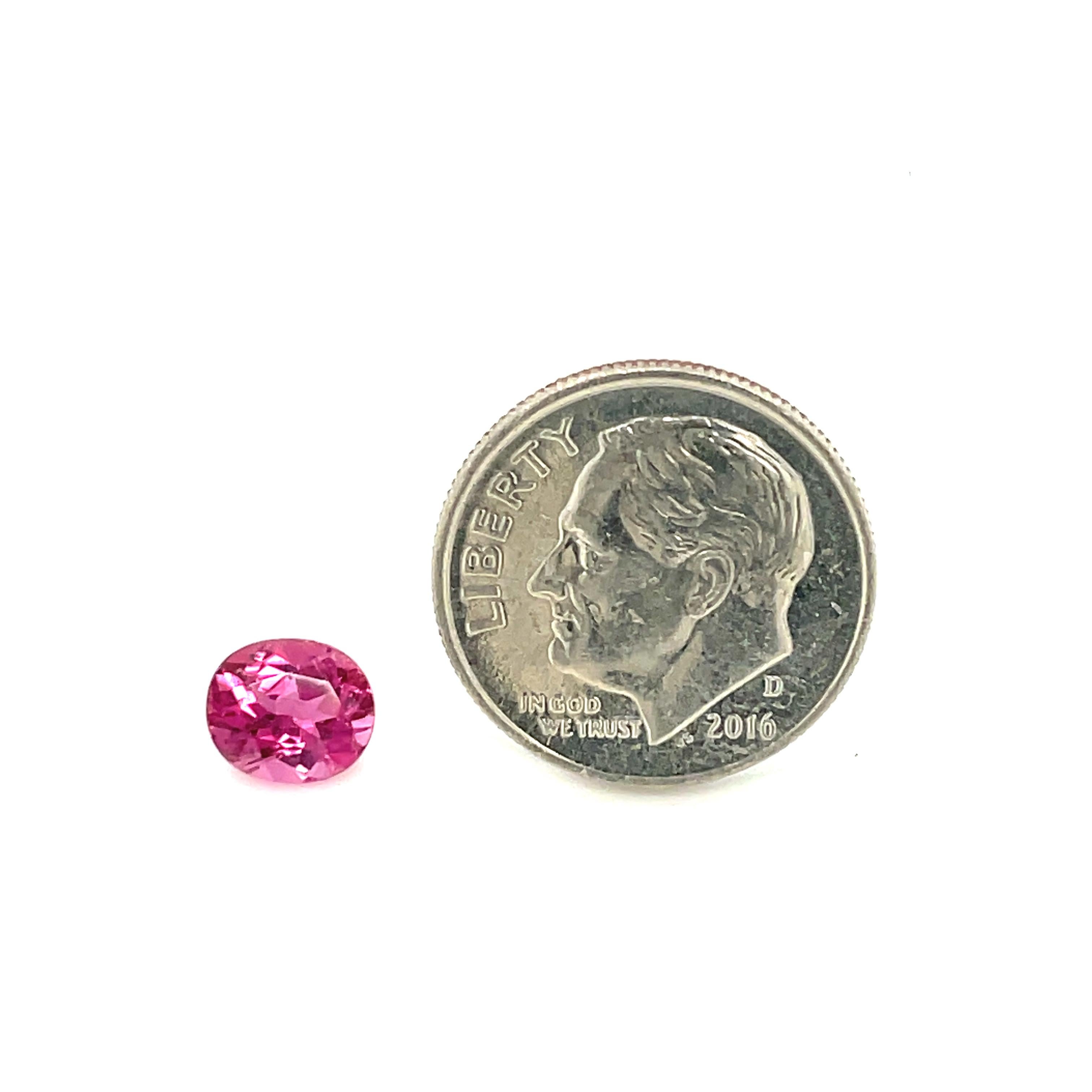 1.02 Oval Unset Unmounted Loose Pink Tourmaline Gemstone For Sale 2