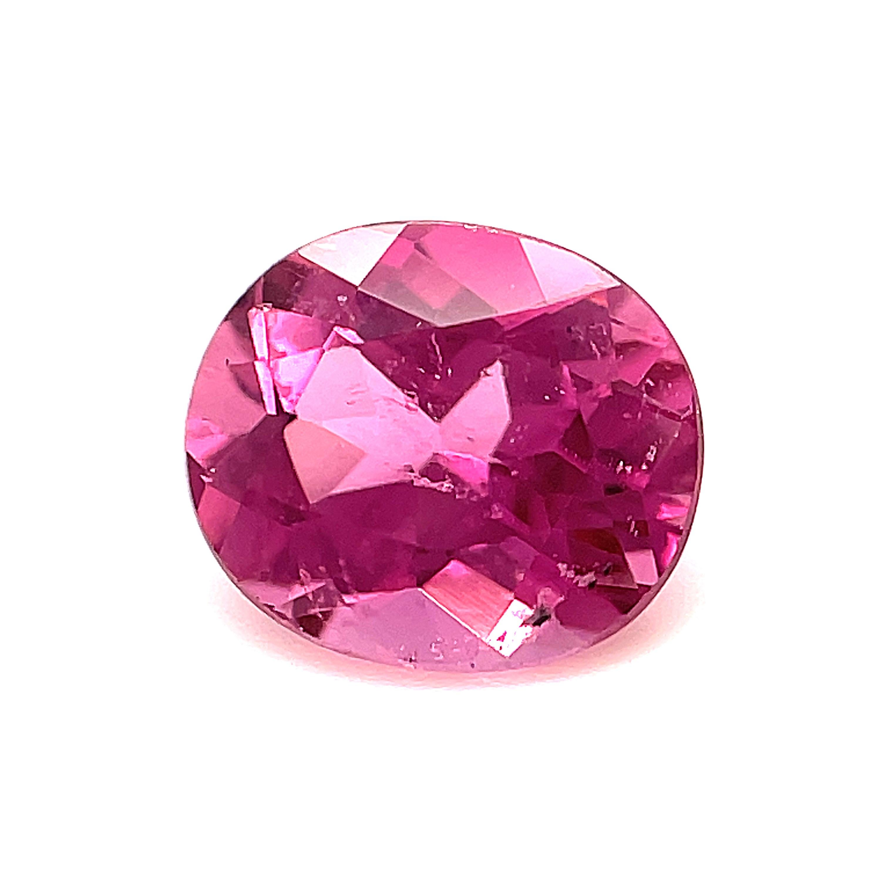 Oval Cut 1.02 Oval Unset Unmounted Loose Pink Tourmaline Gemstone For Sale