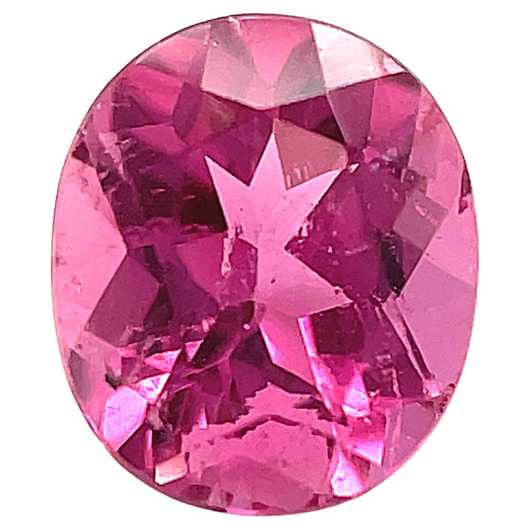 1.02 Oval Unset Unmounted Loose Pink Tourmaline Gemstone For Sale