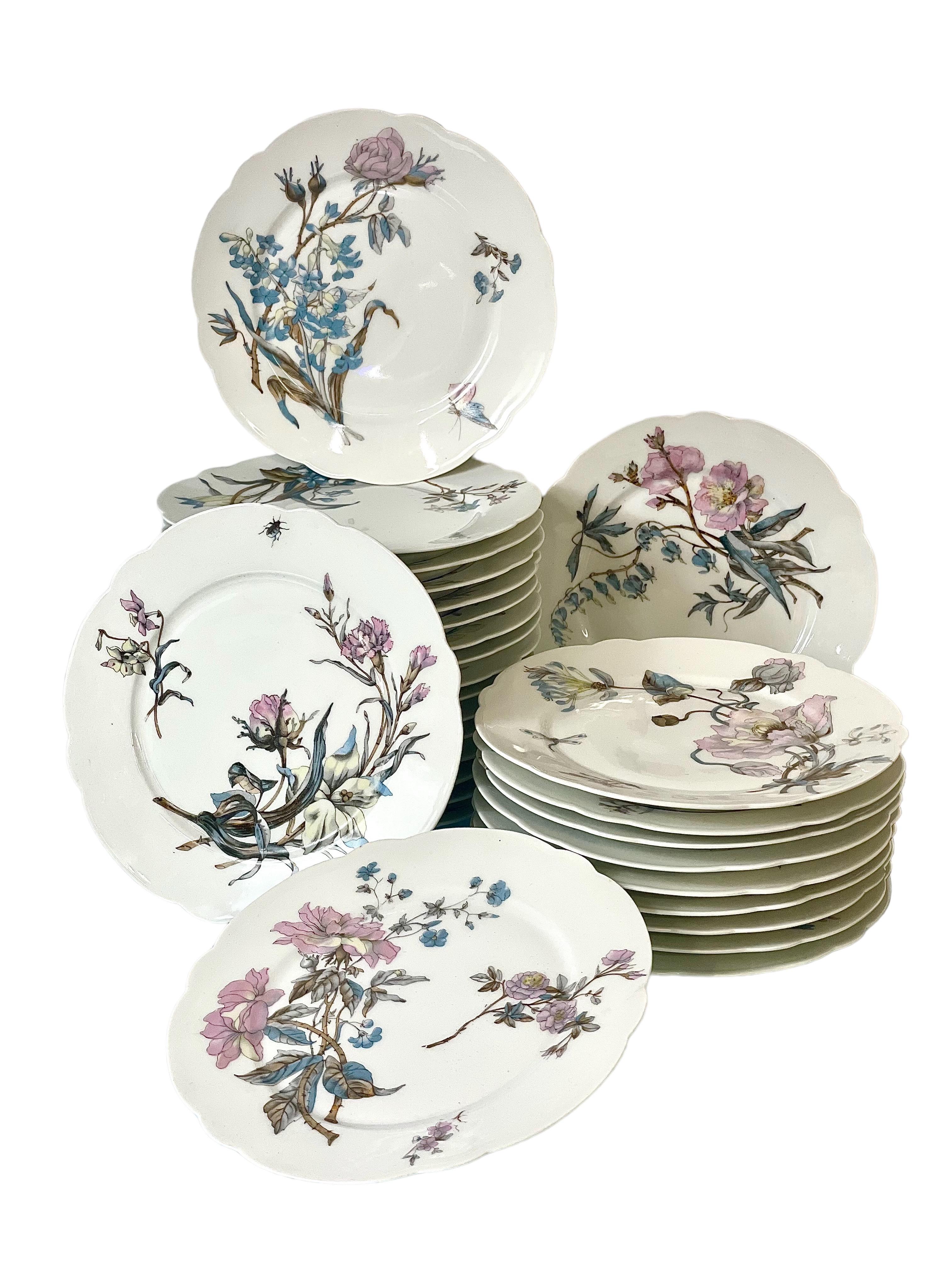 102-Piece Porcelain Dinner Service with Flowers and Butterflies 7
