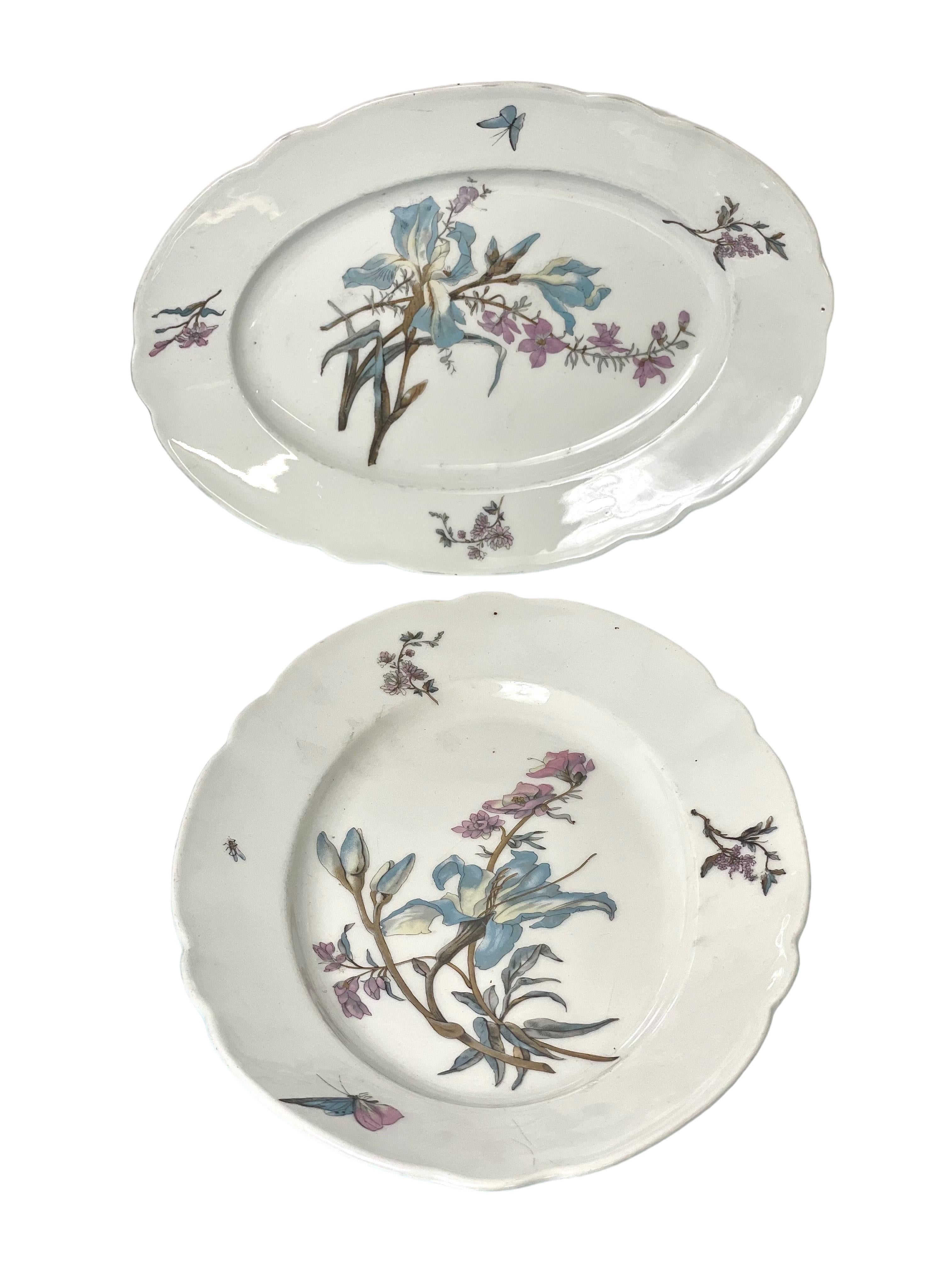 102-Piece Porcelain Dinner Service with Flowers and Butterflies 10