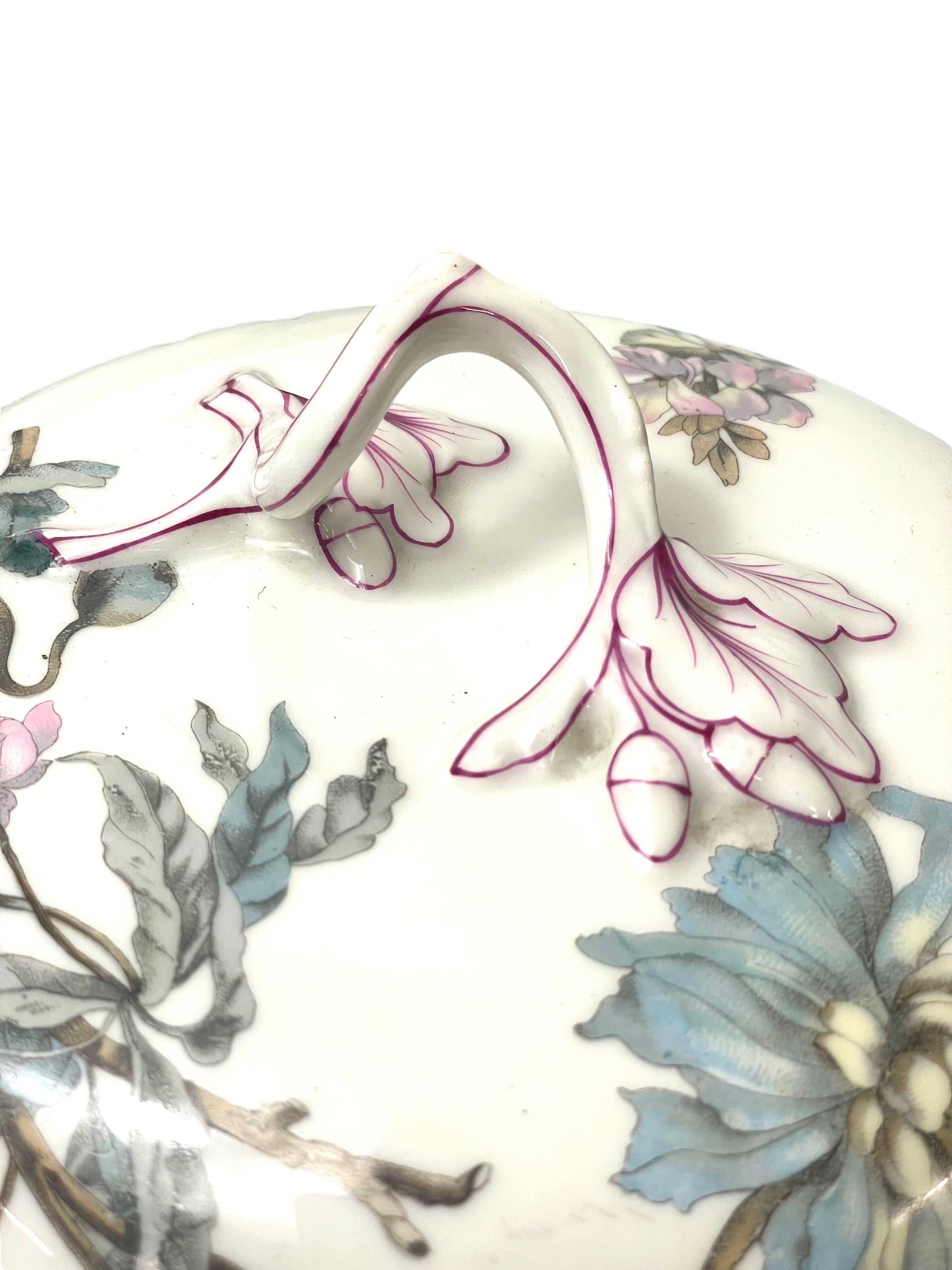 Hand-Painted 102-Piece Porcelain Dinner Service with Flowers and Butterflies