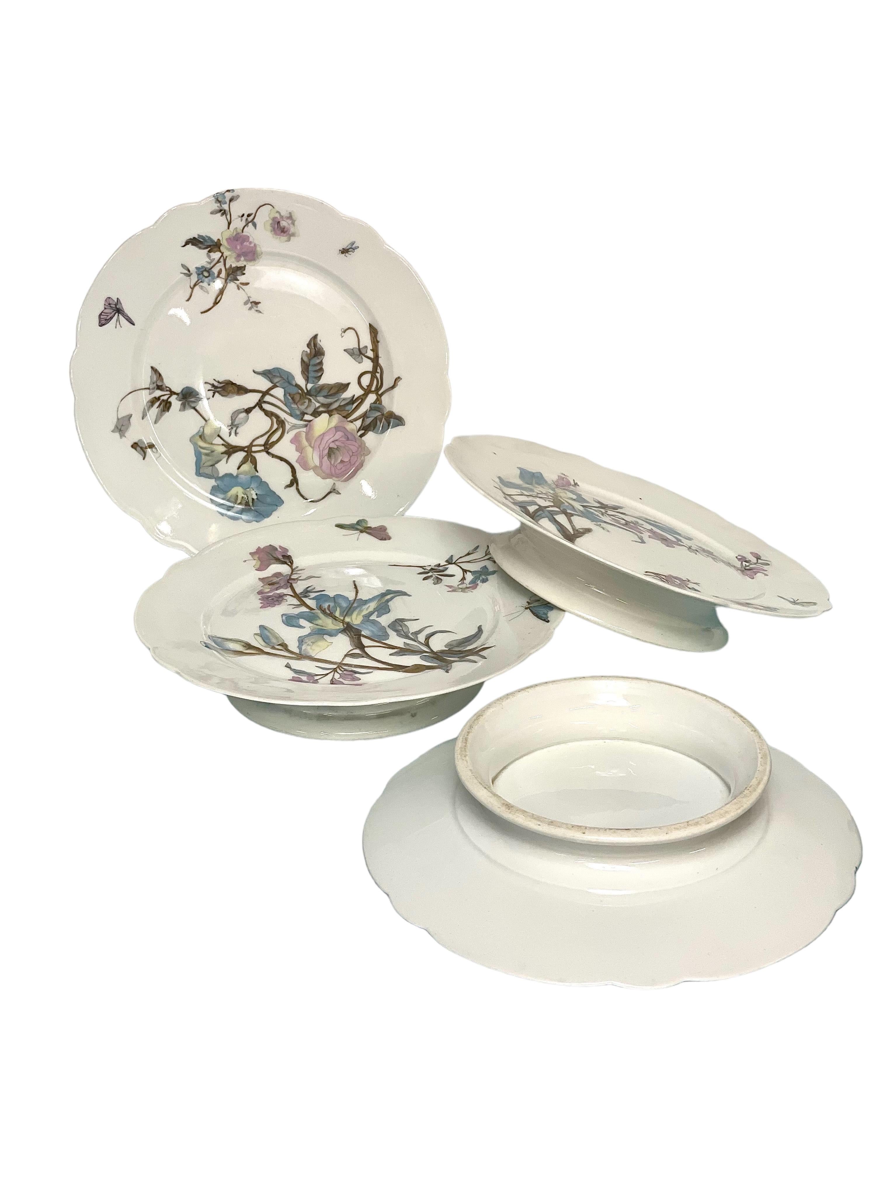 102-Piece Porcelain Dinner Service with Flowers and Butterflies 3