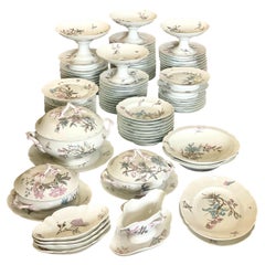 102-Piece Porcelain Dinner Service with Flowers and Butterflies