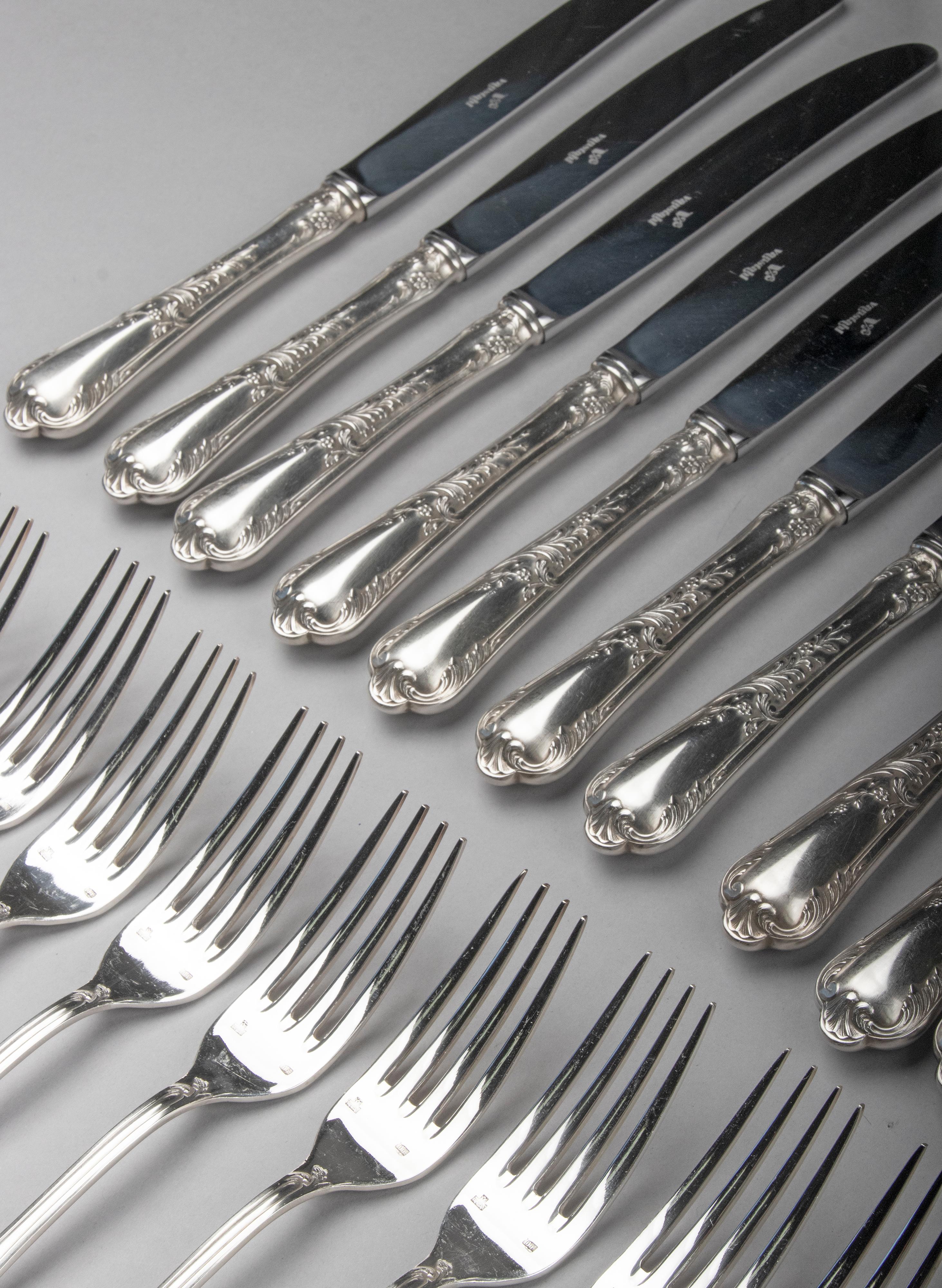 102-Piece Silver-Plated Flatware Set Made by Vanstahl Louis XV-Style 6