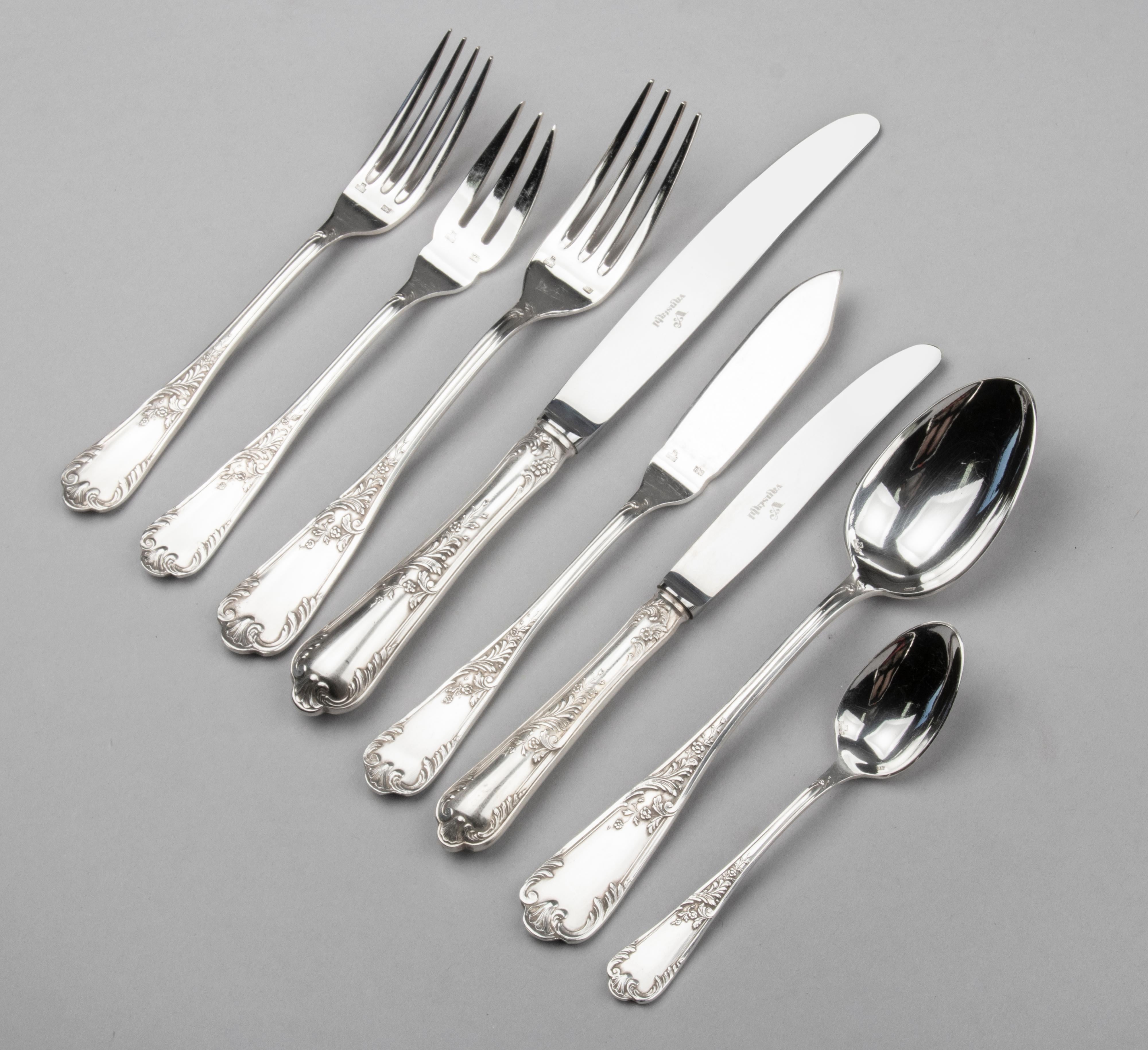 102-Piece Silver-Plated Flatware Set Made by Vanstahl Louis XV-Style 7