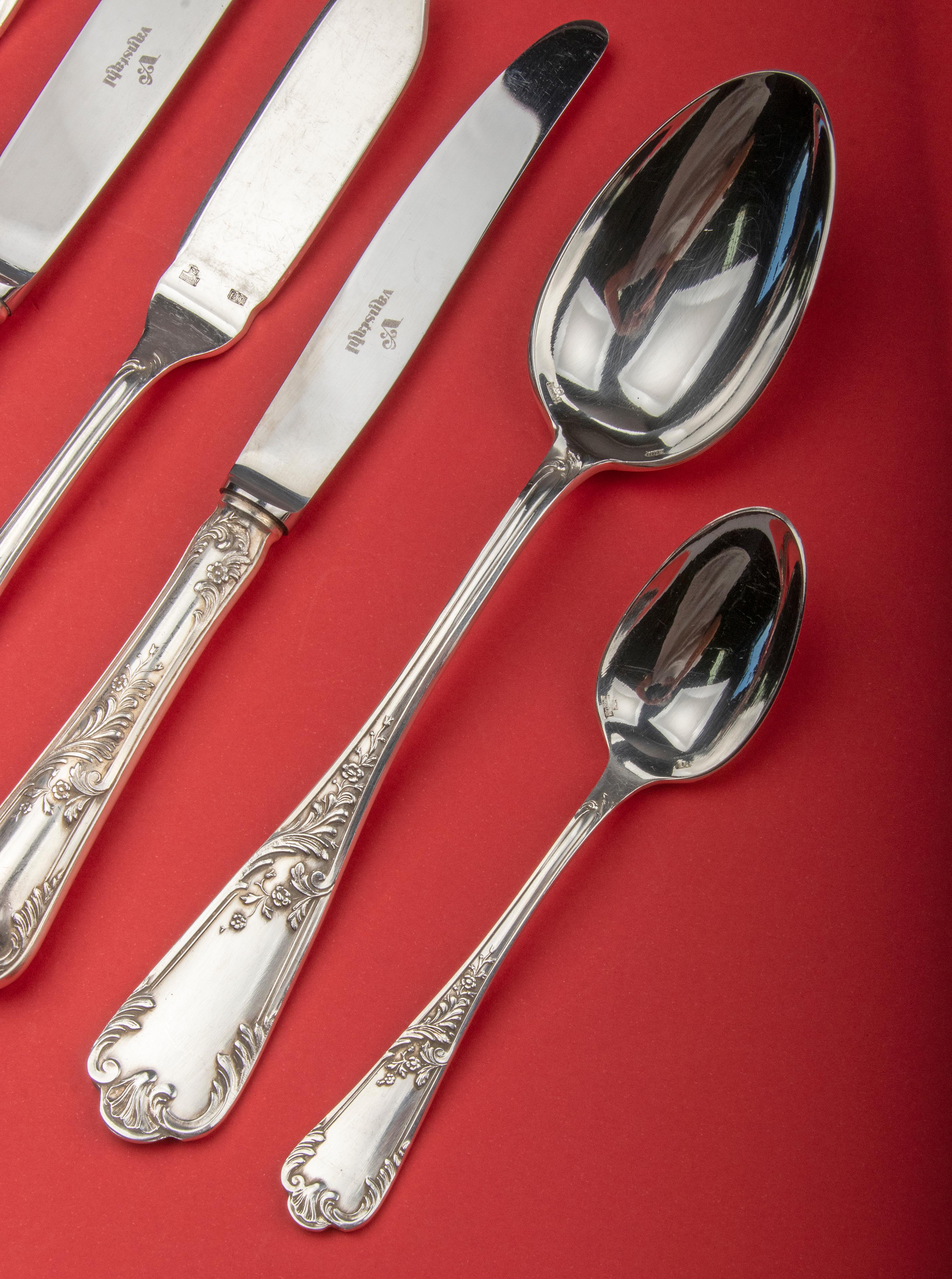Silver Plate 102-Piece Silver-Plated Flatware Set Made by Vanstahl Louis XV-Style