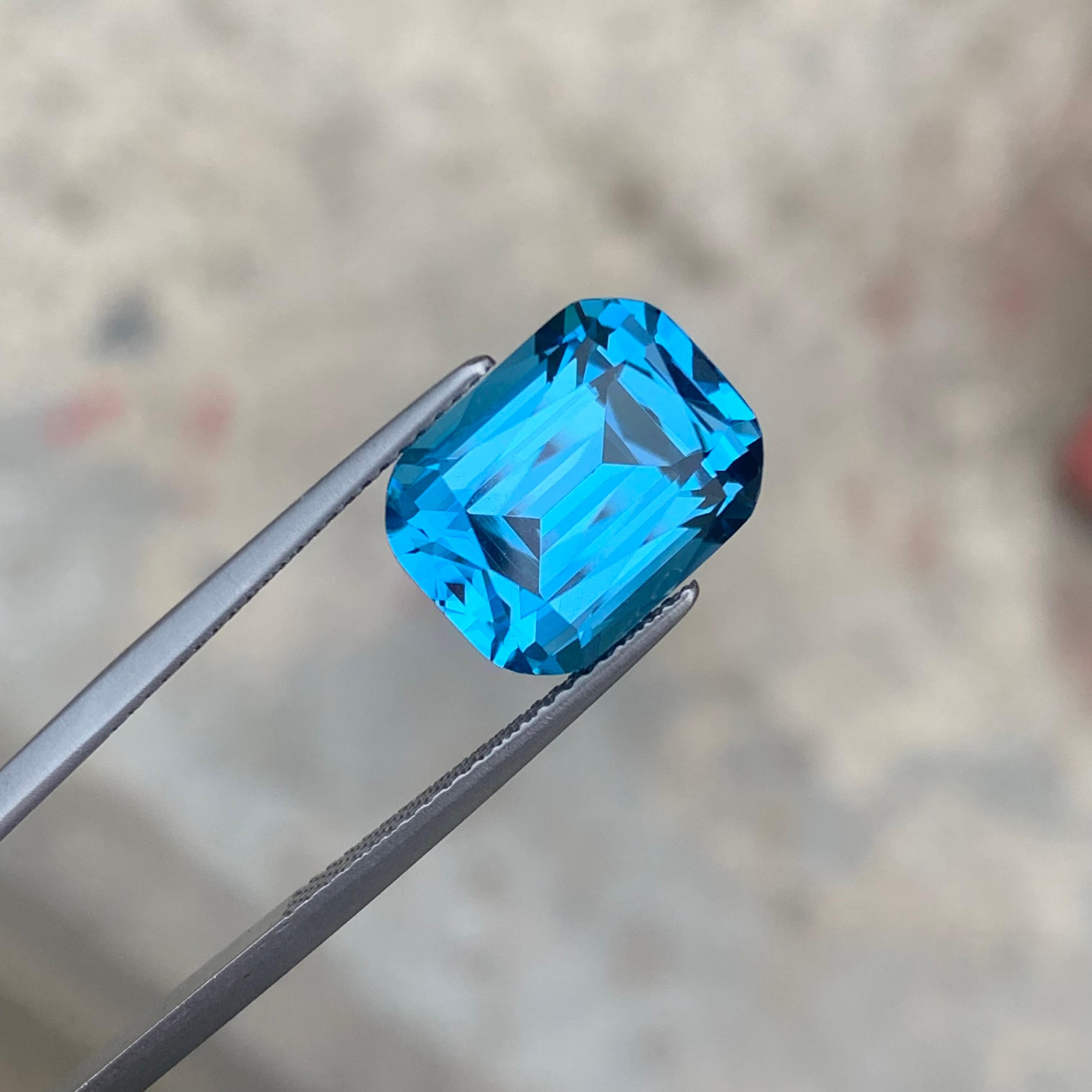 10.20 Carat Loose Electric Blue Topaz Long Cushion Shape for Jewelry Making For Sale 3