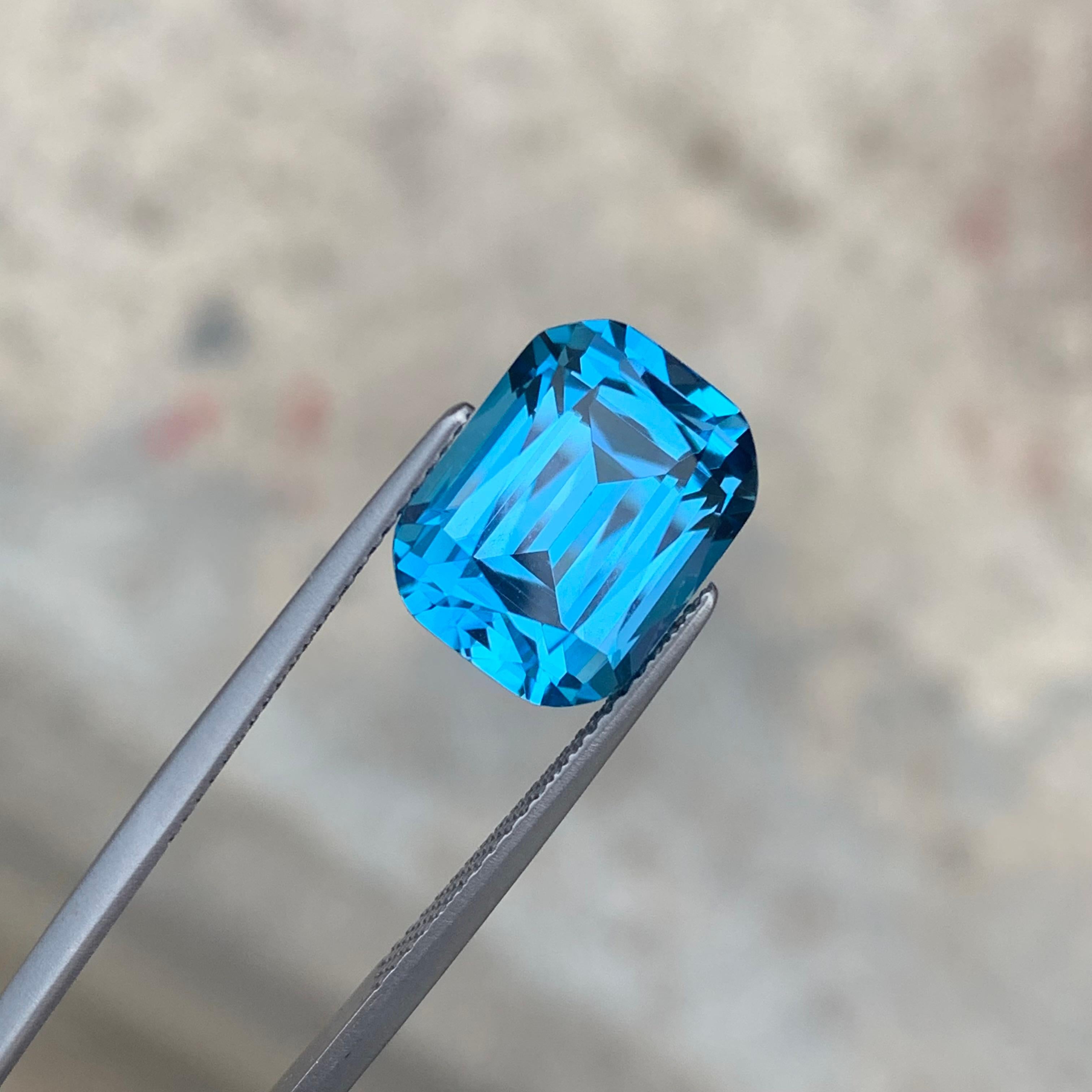 10.20 Carat Loose Electric Blue Topaz Long Cushion Shape for Jewelry Making For Sale 4