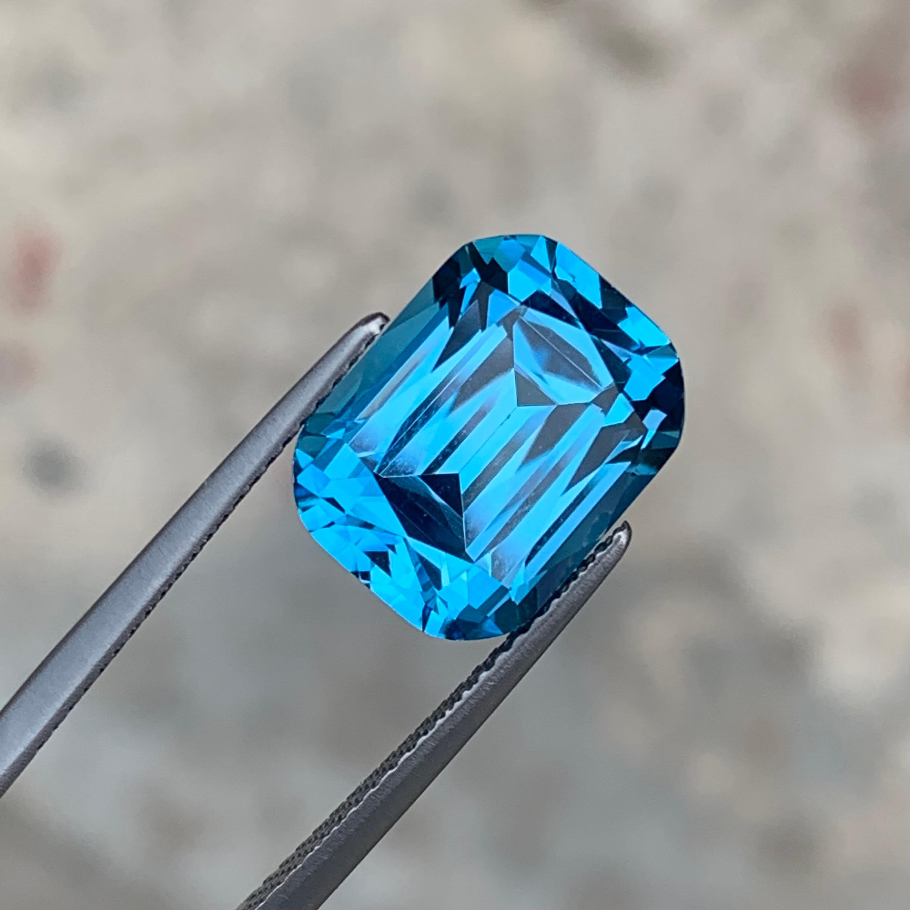 10.20 Carat Loose Electric Blue Topaz Long Cushion Shape for Jewelry Making For Sale 6