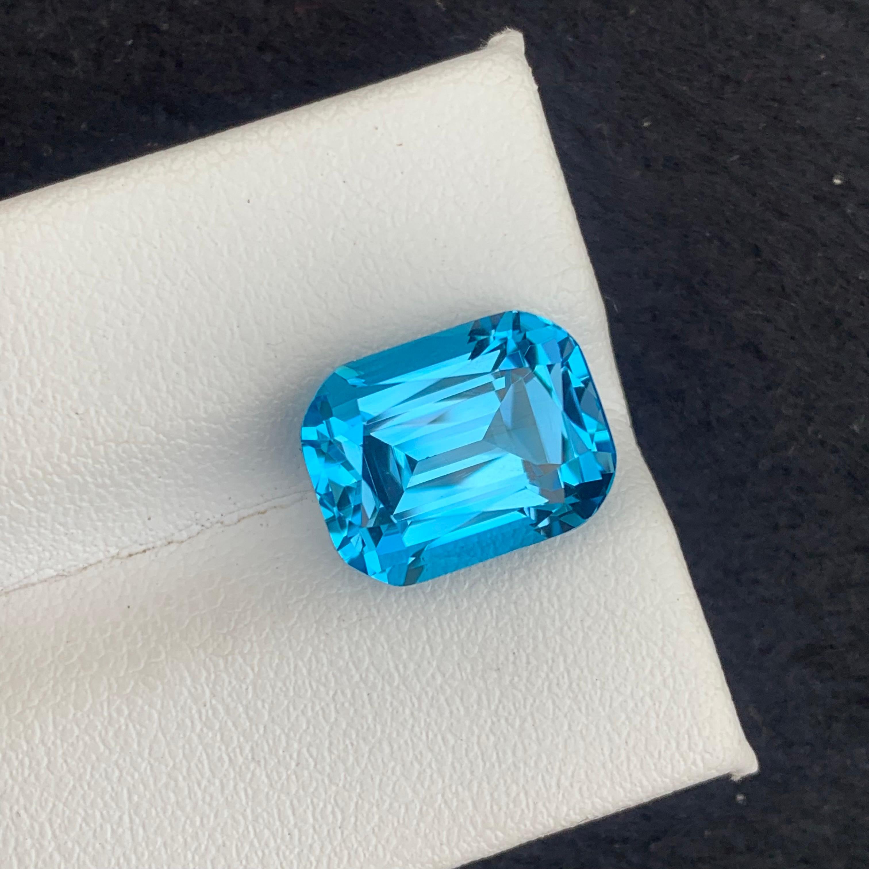 10.20 Carat Loose Electric Blue Topaz Long Cushion Shape for Jewelry Making For Sale 9